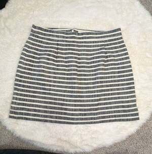 J.Crew Women's Black and Cream Striped Tweed Mini Skirt